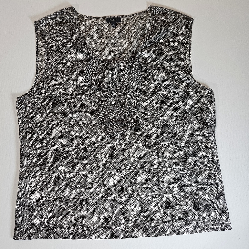 Talbots Silk Blend Top Womens‎ Size 14 Grey Sleeveless Lightweight Flower Accent